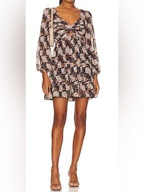 Astr Floral Mini Dress in Black and Pink